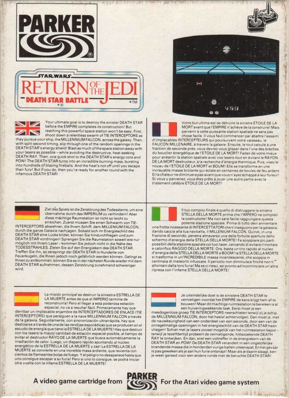 Back Cover for Star Wars: Return of the Jedi - Death Star Battle (Atari 2600)
