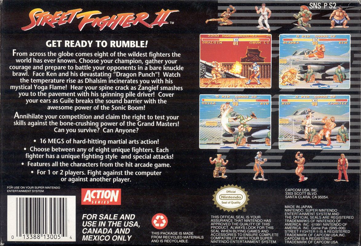 Back Cover for Street Fighter II (SNES)