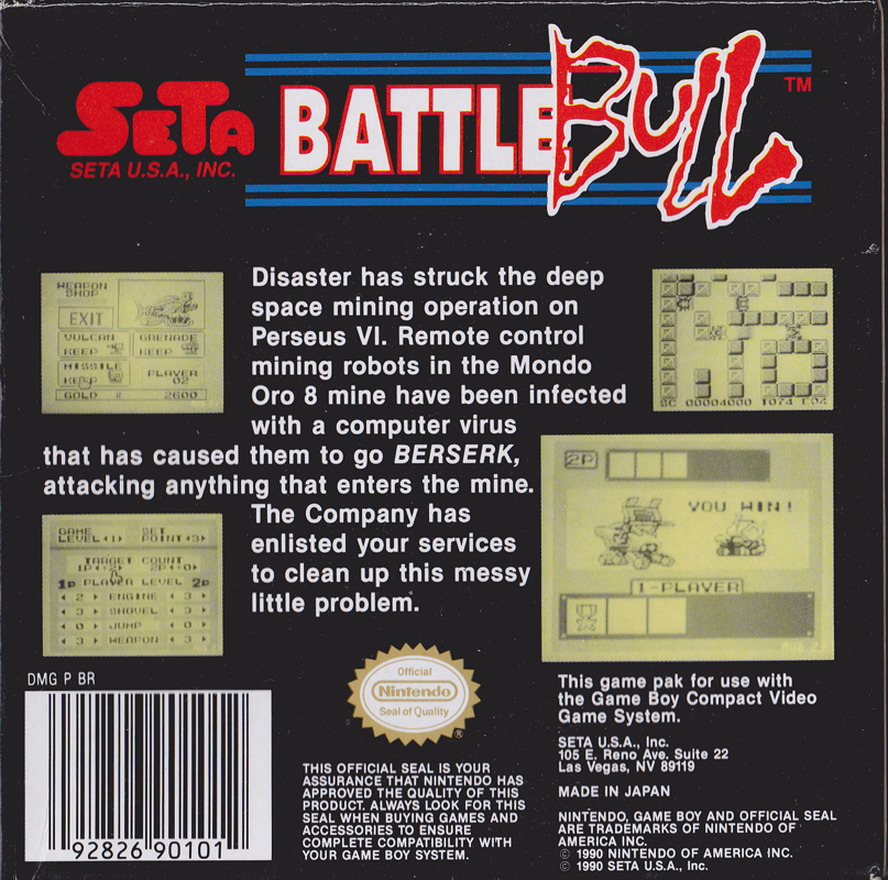 Back Cover for Battle Bull (Game Boy)