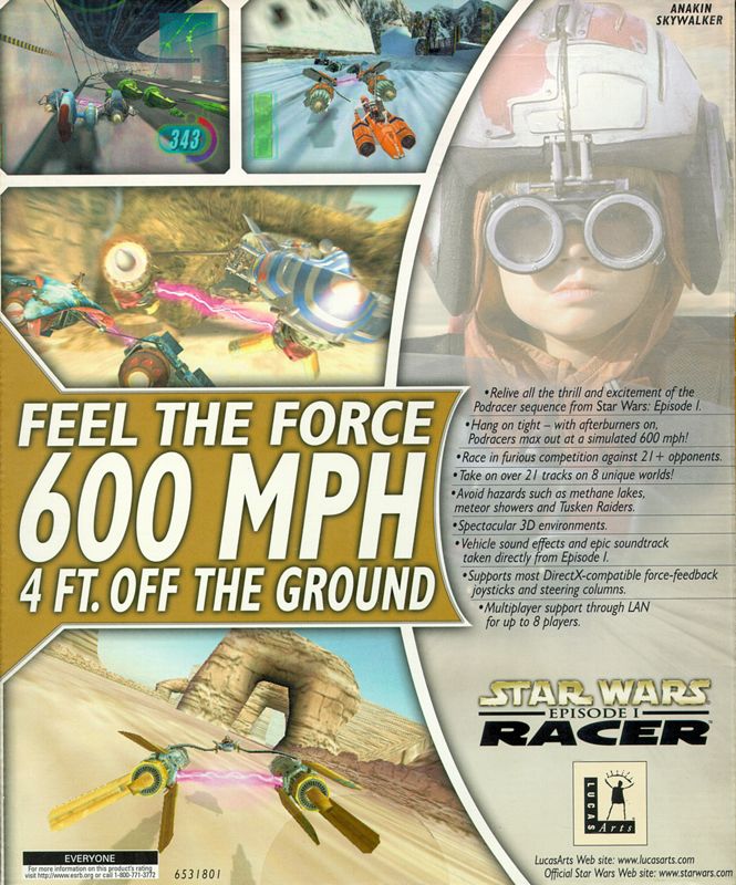 Back Cover for Star Wars: Episode I - Racer (Windows)