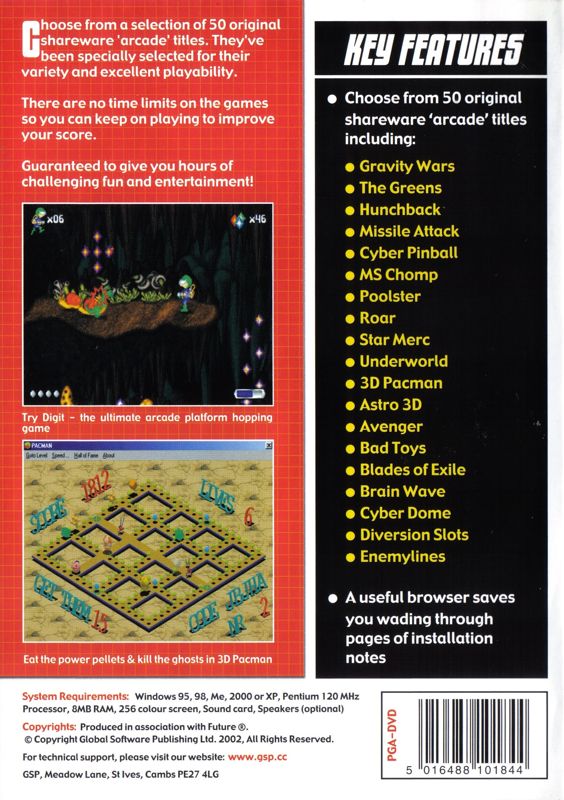 Back Cover for Classic Games: Arcade Games (Windows)