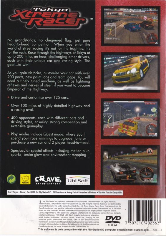 Back Cover for Tokyo Xtreme Racer: Zero (PlayStation 2)