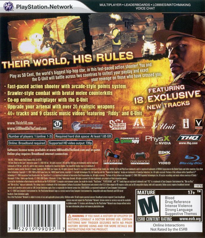 Back Cover for 50 Cent: Blood on the Sand (PlayStation 3)