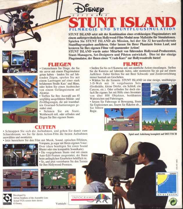 Back Cover for Stunt Island (DOS)