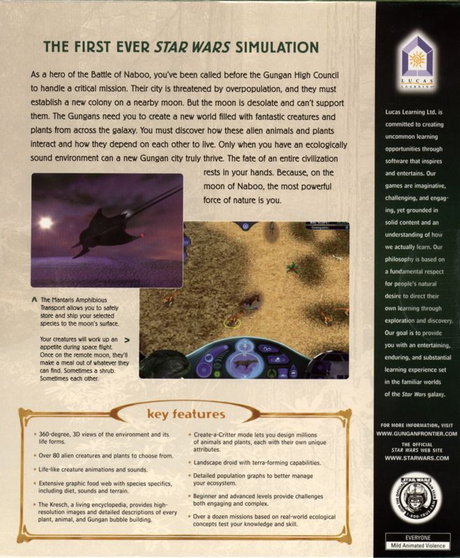 Back Cover for Star Wars: Episode I - The Gungan Frontier (Windows)