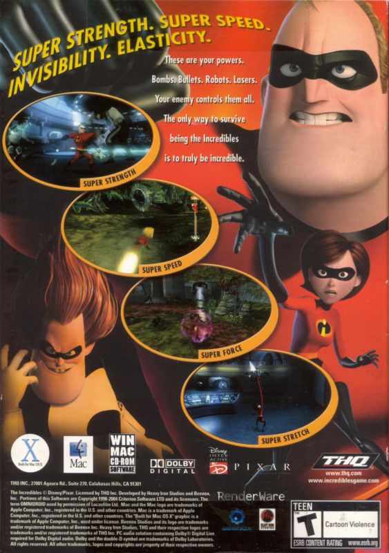 Back Cover for The Incredibles (Macintosh and Windows)