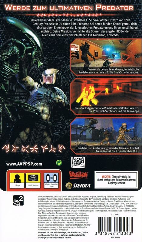 Aliens Vs Predator Requiem Psp