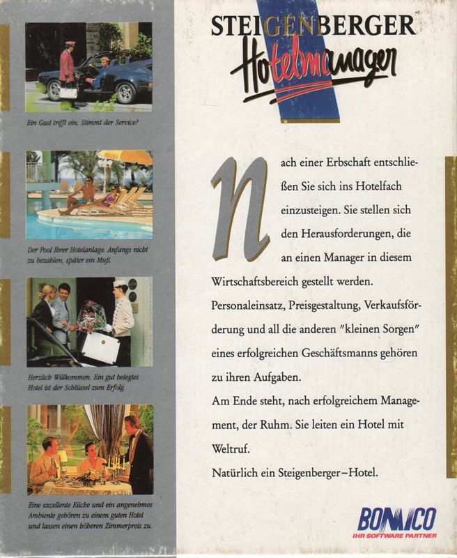 Back Cover for Steigenberger Hotelmanager (Amiga)
