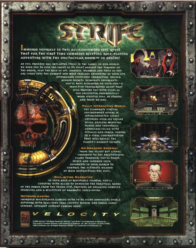 Back Cover for Strife (DOS)