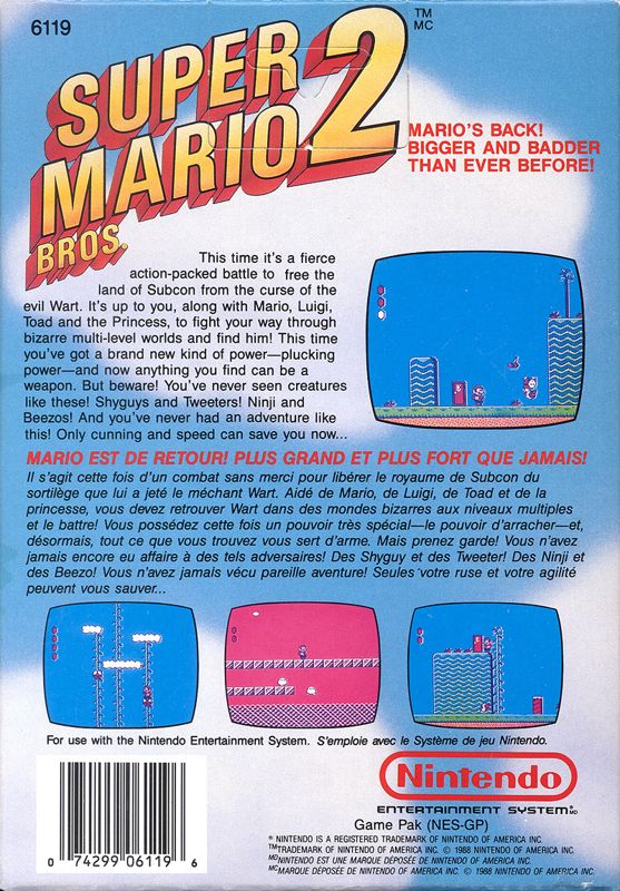 Back Cover for Super Mario Bros. 2 (NES)