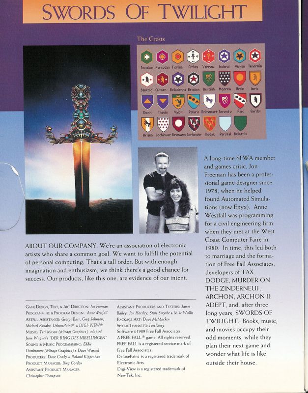 Inside Cover for Swords of Twilight (Amiga)