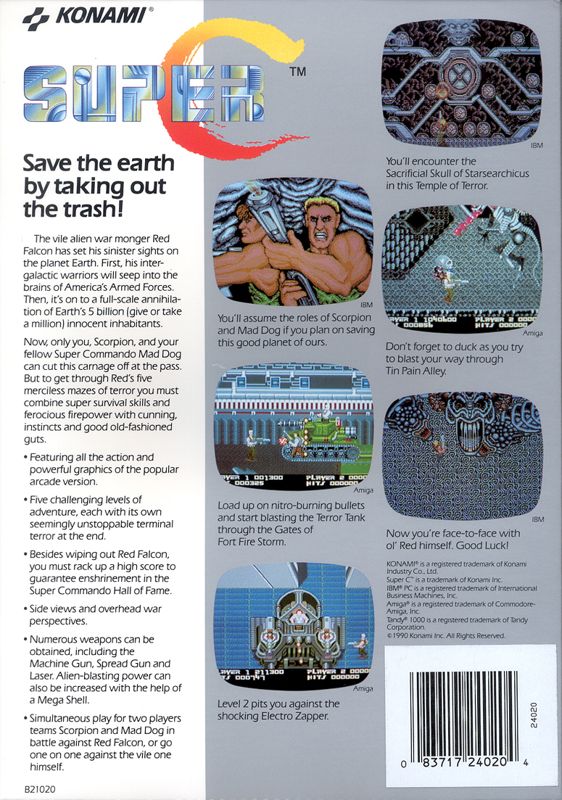Back Cover for Super Contra (DOS) (3.5" disk release)