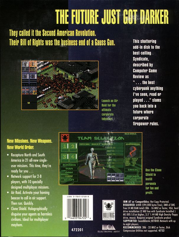 Back Cover for Syndicate: American Revolt (DOS)