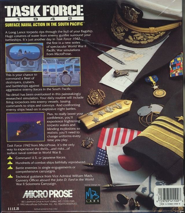 Back Cover for Task Force 1942 (DOS)