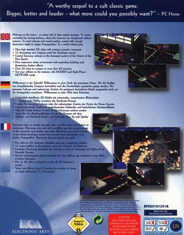 Back Cover for Syndicate Wars (DOS) (EA CD-ROM Classics release)