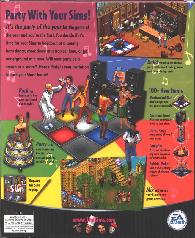 Back Cover for The Sims: House Party (Windows)