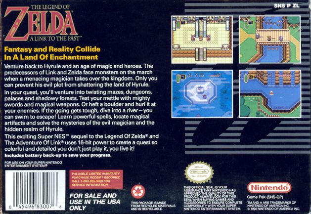 Back Cover for The Legend of Zelda: A Link to the Past (SNES)