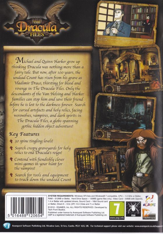 Back Cover for The Dracula Files (Windows)