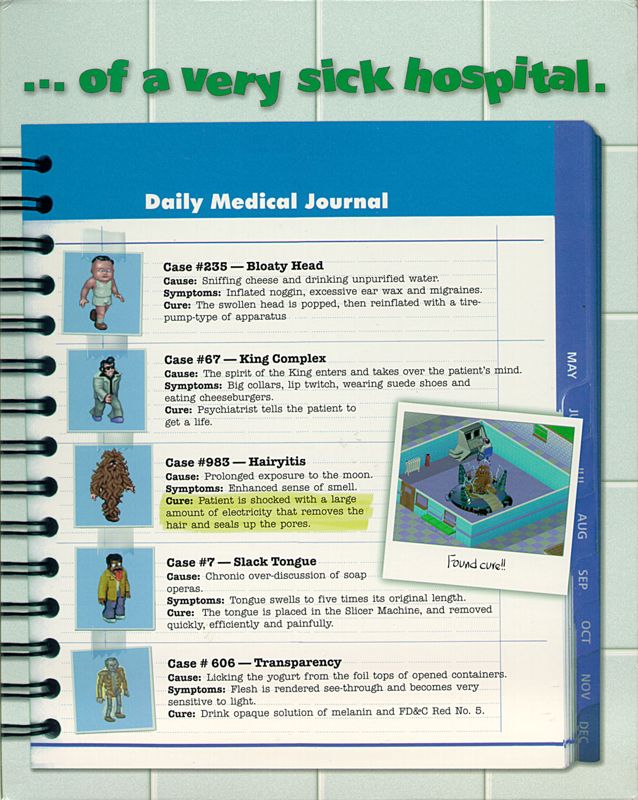 Inside Cover for Theme Hospital (DOS and Windows): Right Flap