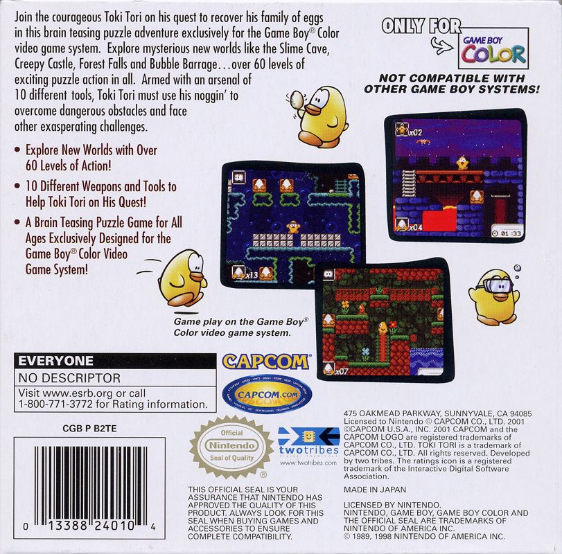 Back Cover for Toki Tori (Game Boy Color)