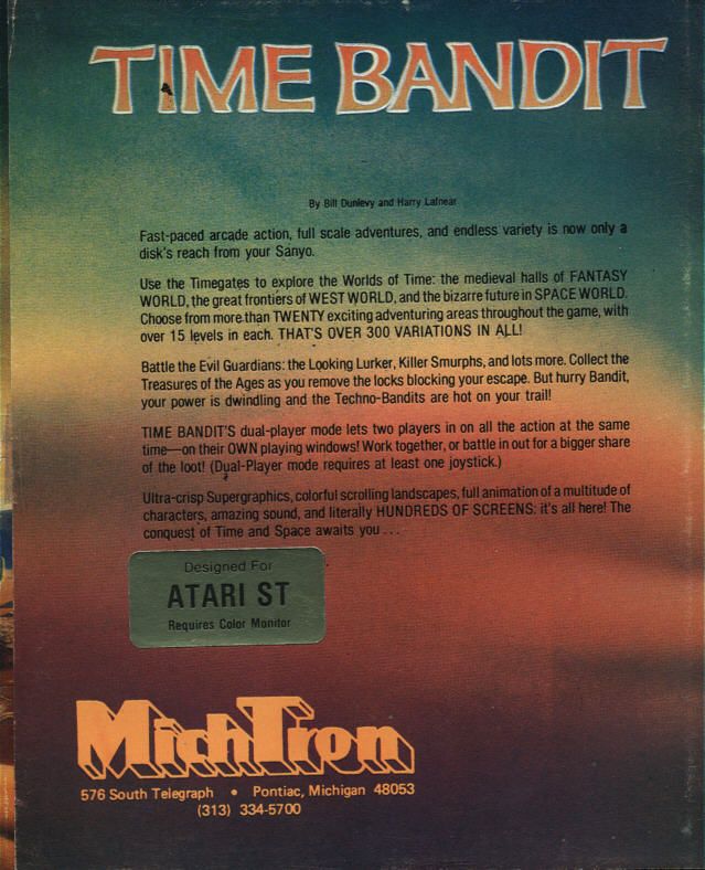 Back Cover for Time Bandit (Atari ST)