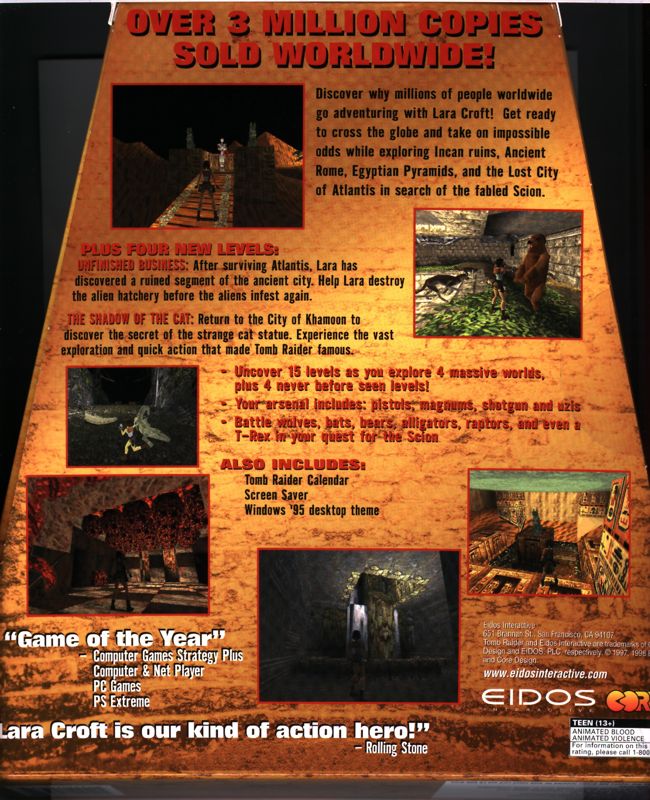Back Cover for Tomb Raider: Gold (DOS)