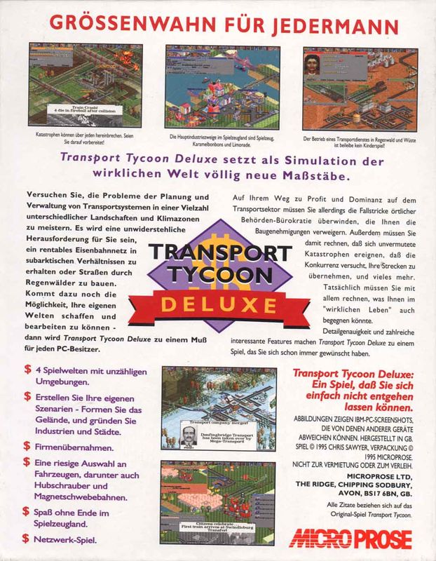 Back Cover for Transport Tycoon Deluxe (DOS)