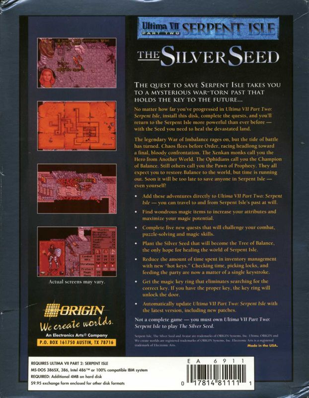 Back Cover for Ultima VII: Part Two - The Silver Seed (DOS)