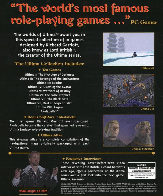 Back Cover for Ultima Collection (DOS) (Re-release)