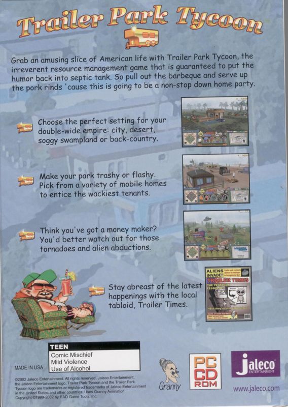 Back Cover for Trailer Park Tycoon (Windows)