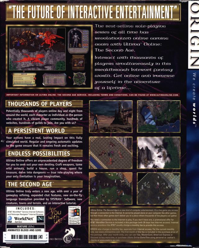 Back Cover for Ultima Online: The Second Age (Windows)