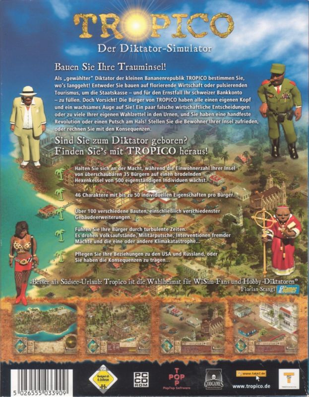 Back Cover for Tropico (Windows)