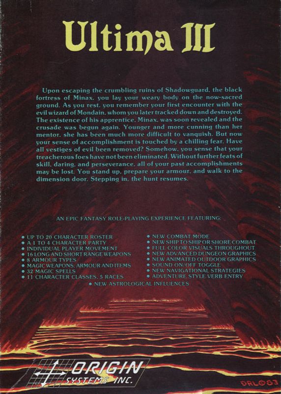Back Cover for Exodus: Ultima III (Atari ST)