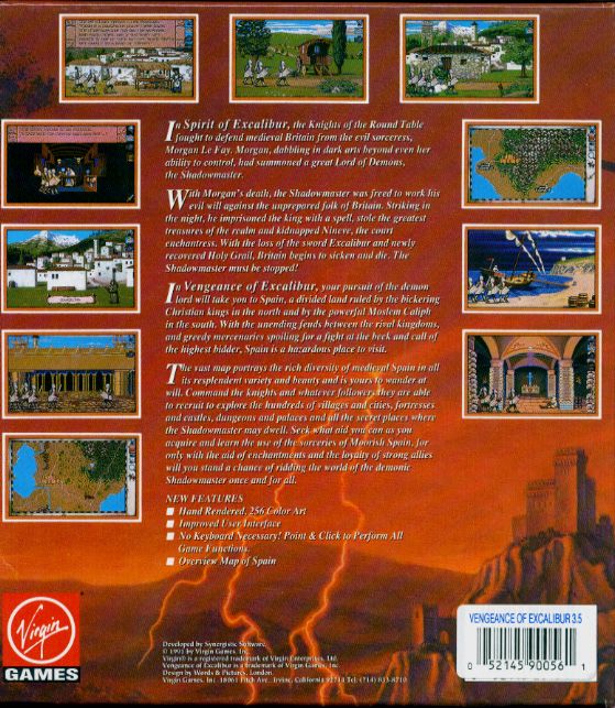 Back Cover for Vengeance of Excalibur (DOS)