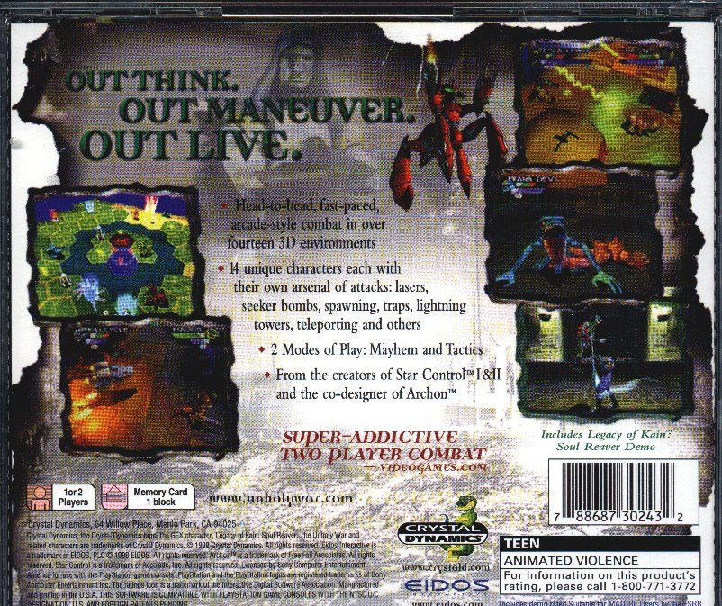 Back Cover for The Unholy War (PlayStation)