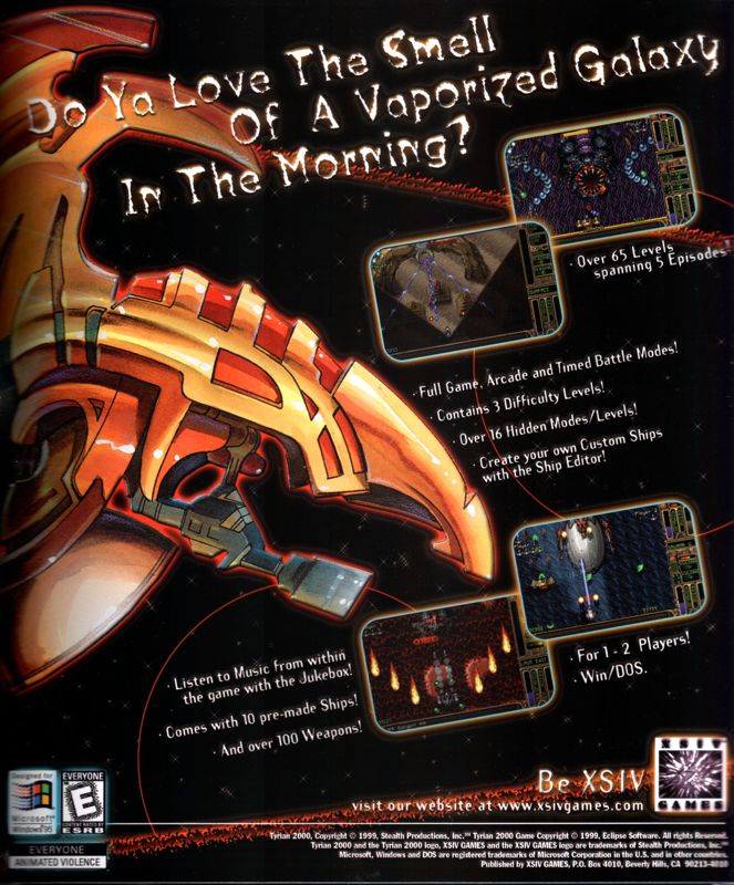 Back Cover for Tyrian 2000 (DOS and Windows)