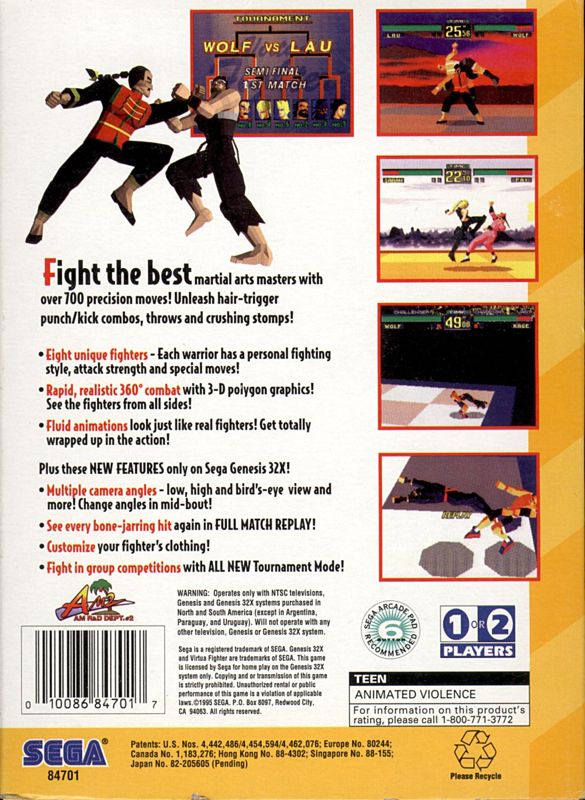Back Cover for Virtua Fighter (SEGA 32X)