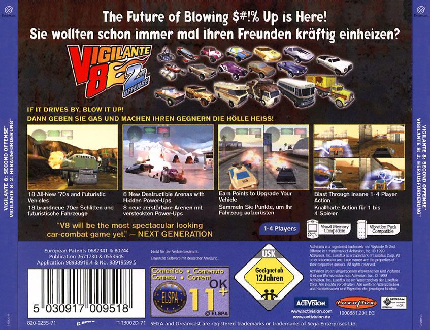 Back Cover for Vigilante 8: 2nd Offense (Dreamcast)
