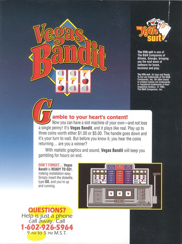 Back Cover for Vegas Bandit (DOS)
