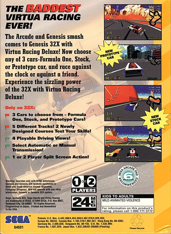 Back Cover for Virtua Racing Deluxe (SEGA 32X)