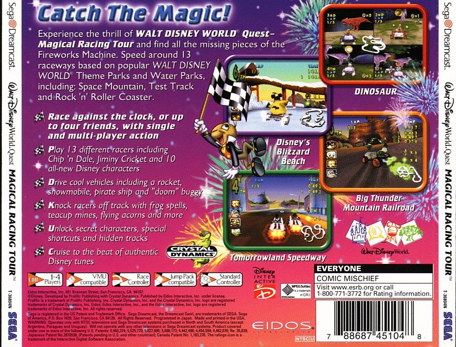 Back Cover for Walt Disney World Quest: Magical Racing Tour (Dreamcast)