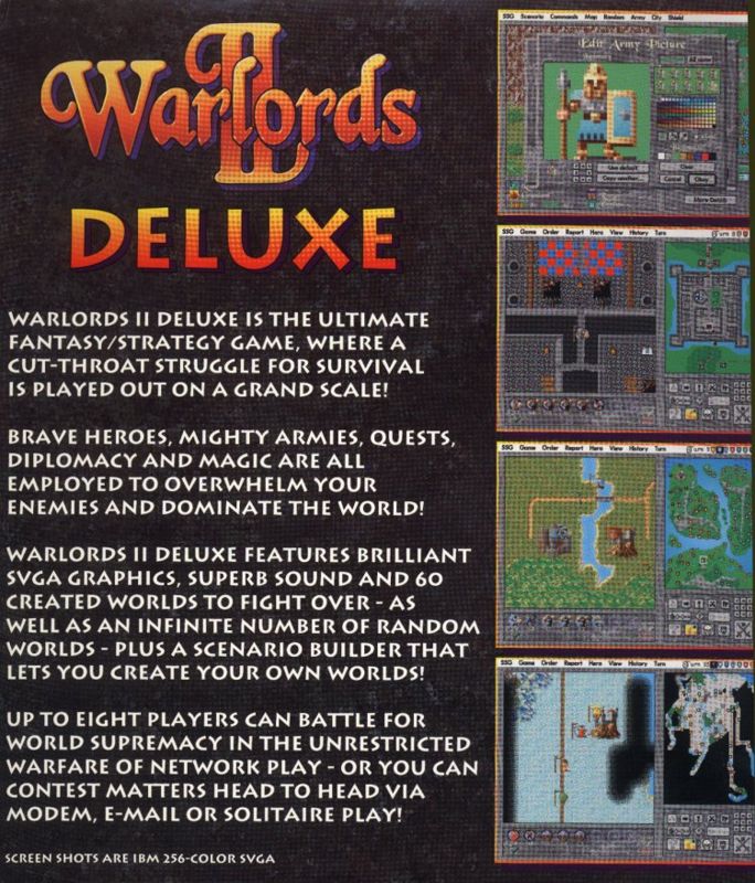 Back Cover for Warlords II Deluxe (DOS)