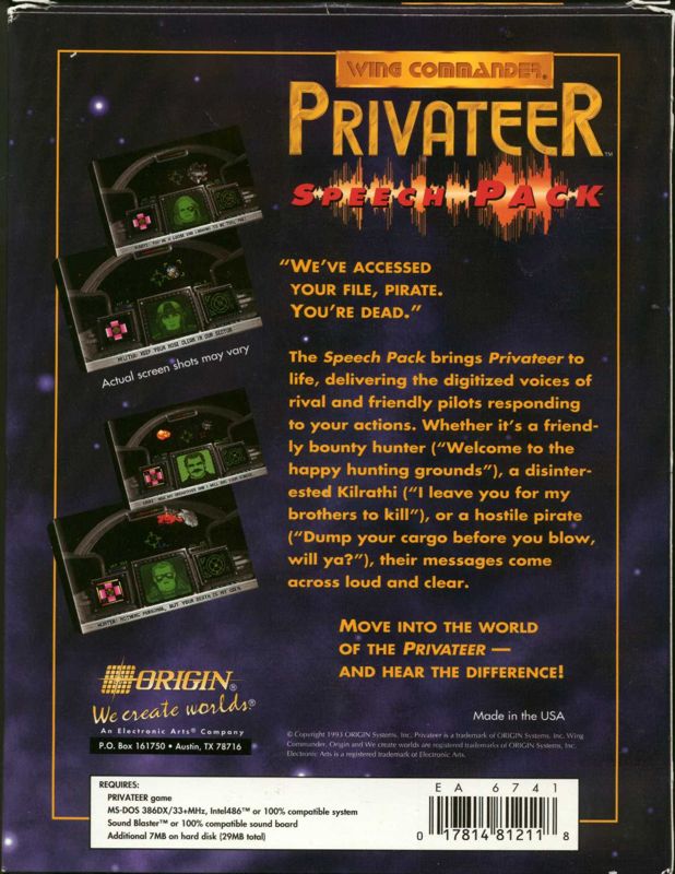 Back Cover for Wing Commander: Privateer - Speech Pack (DOS)