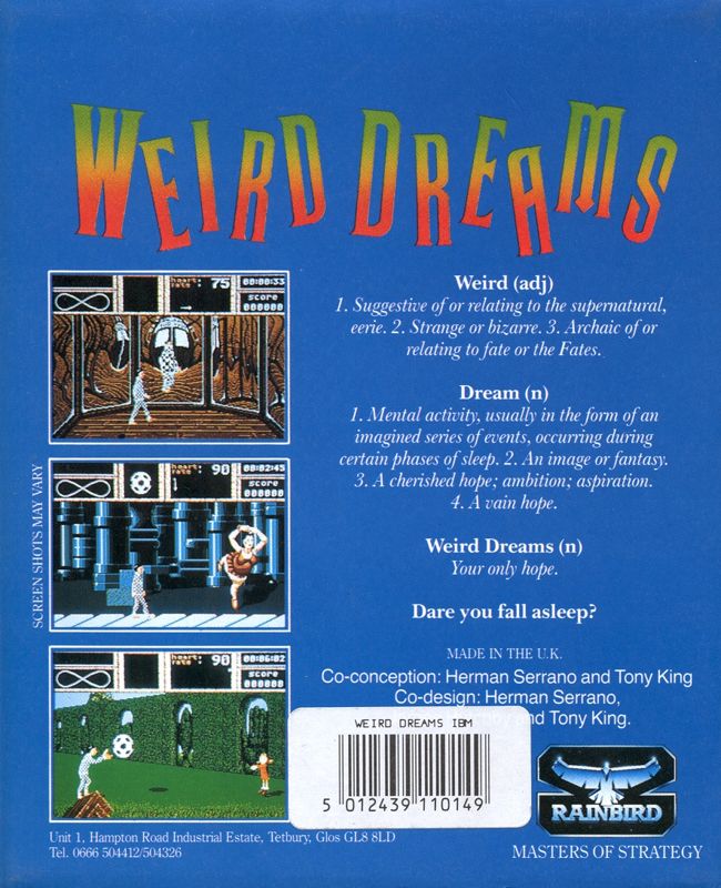 Back Cover for Weird Dreams (DOS)