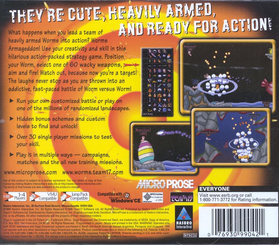 Back Cover for Worms: Armageddon (Dreamcast)