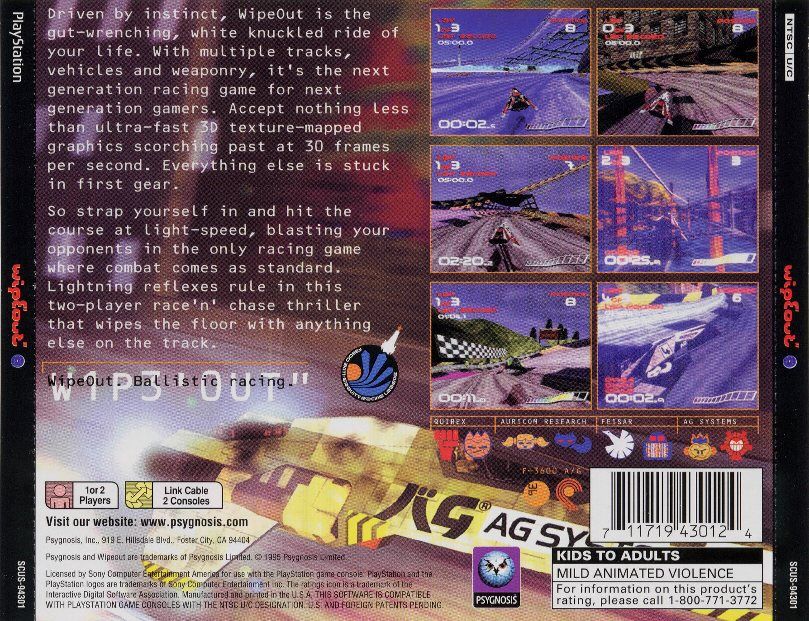 Back Cover for WipEout (PlayStation)