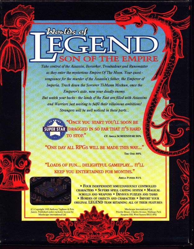 Back Cover for Worlds of Legend: Son of the Empire (Amiga)