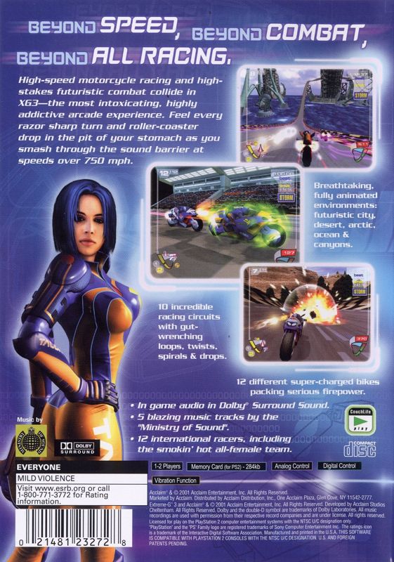 Back Cover for XGIII: Extreme G Racing (PlayStation 2)