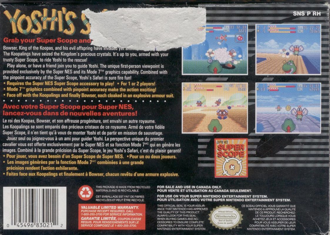 Back Cover for Yoshi's Safari (SNES)