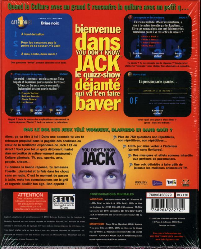 Back Cover for You Don't Know Jack (Macintosh and Windows and Windows 3.x)